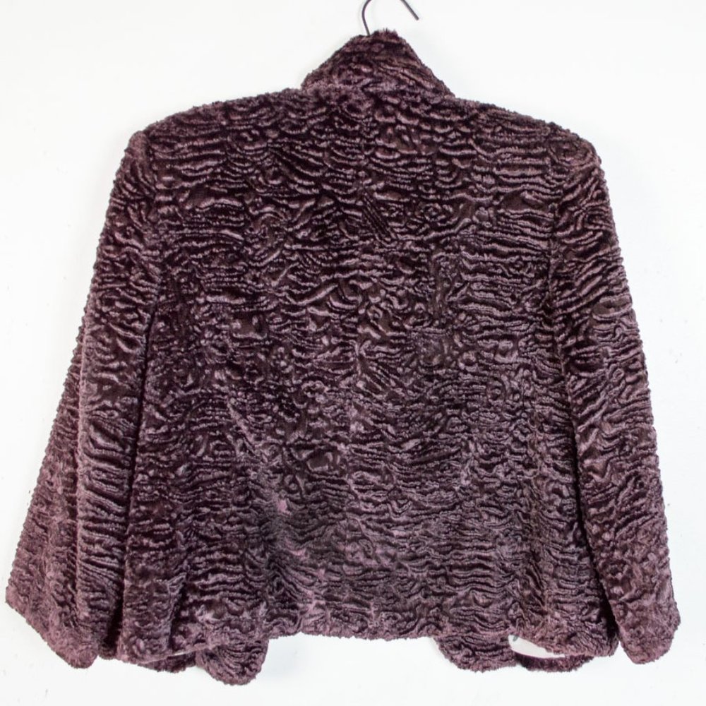Kate Hill Dark Purple Fuzzy Texture Short Coat 10 - Picture 4 of 8
